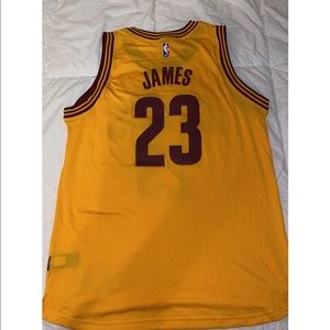 Men CAVS 23 Lebron James Swingman Jersey Yellow Cleveland Cavaliers Jersey